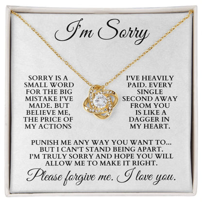 I'm Sorry "Please Forgive Me" Love Knot Necklace