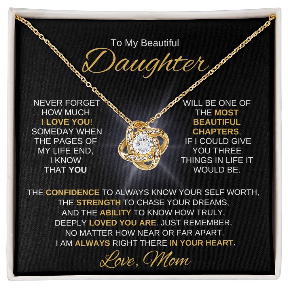 Beautiful Daughter Gift "Most Beautiful Chapters" Love Mom Necklace