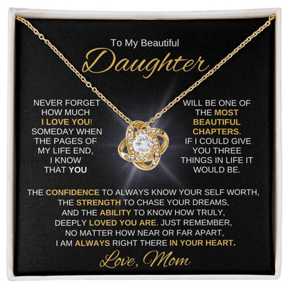 Beautiful Daughter Gift "Most Beautiful Chapters" Love Mom Necklace