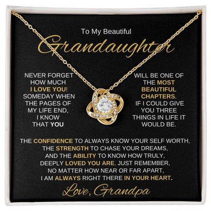 Beautiful Granddaughter Gift "Most Beautiful Chapter" Love Grandpa Necklace