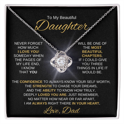 Beautiful Daughter Gift "Most Beautiful Chapters" Necklace