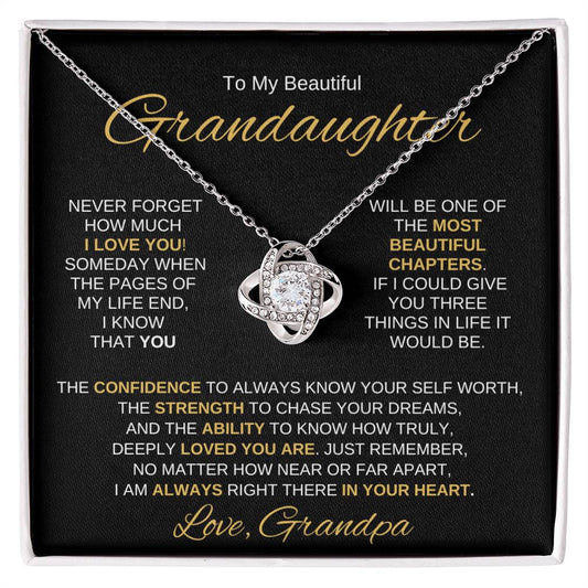 Beautiful Granddaughter Gift "Most Beautiful Chapter" Love Grandpa Necklace