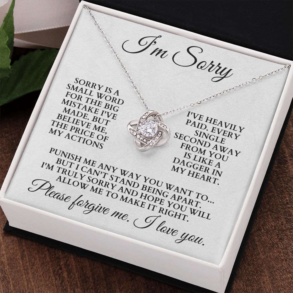 I'm Sorry "Please Forgive Me" Love Knot Necklace