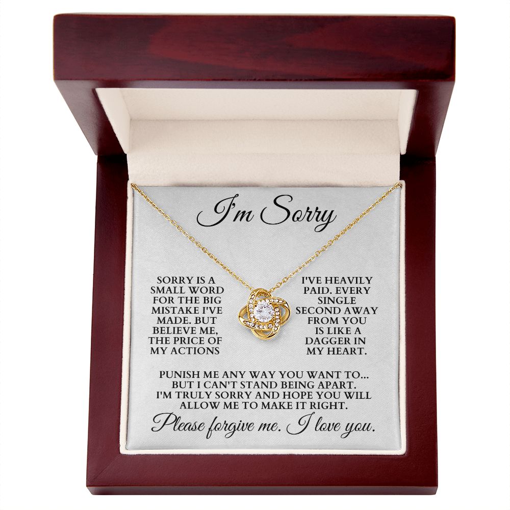 I'm Sorry "Please Forgive Me" Love Knot Necklace