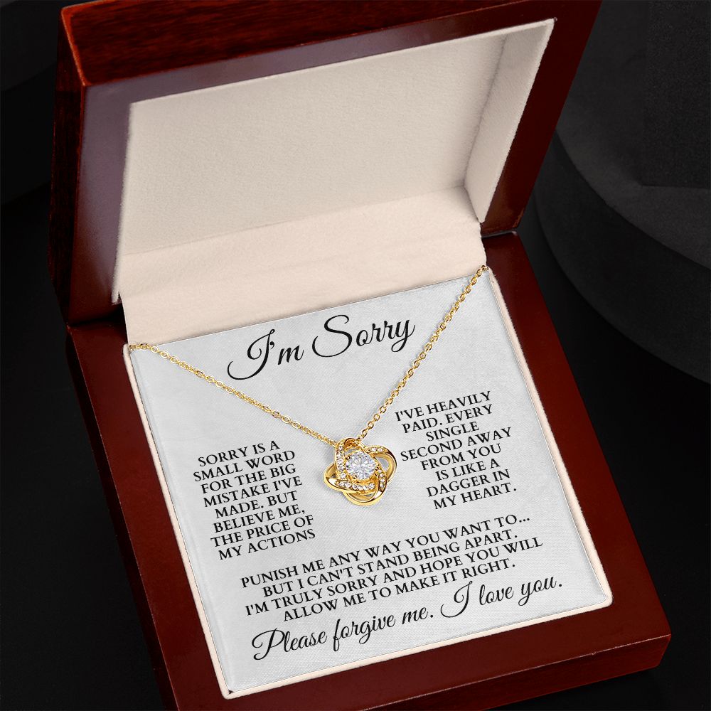 I'm Sorry "Please Forgive Me" Love Knot Necklace