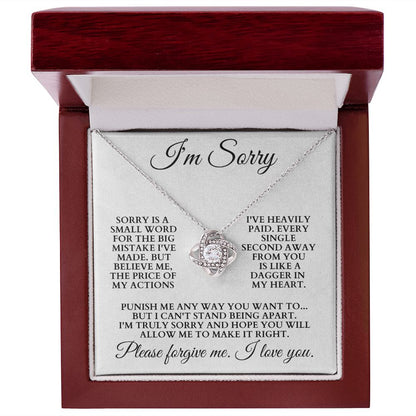 I'm Sorry "Please Forgive Me" Love Knot Necklace