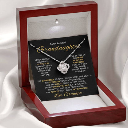 Beautiful Granddaughter Gift "Most Beautiful Chapter" Love Grandpa Necklace