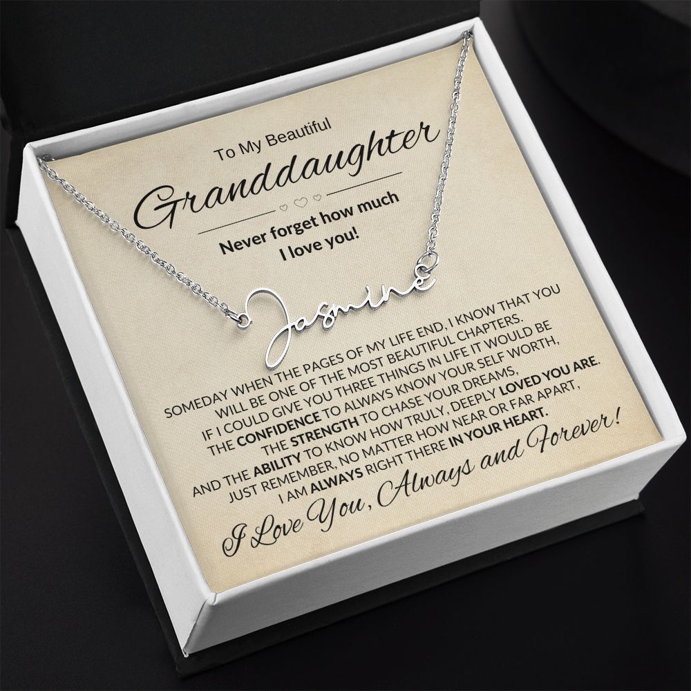 Granddaughter In Your Heart Custom Name Necklace