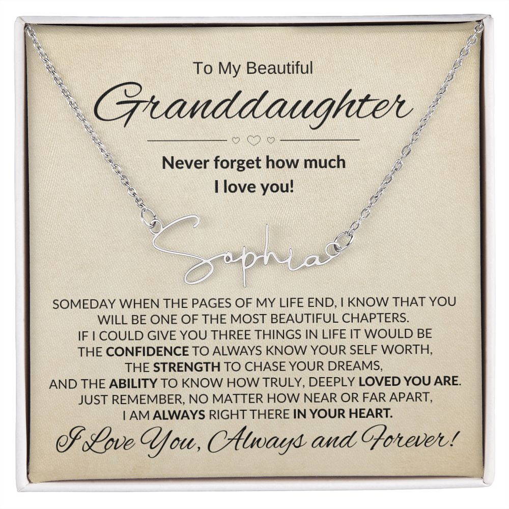 Granddaughter In Your Heart Custom Name Necklace