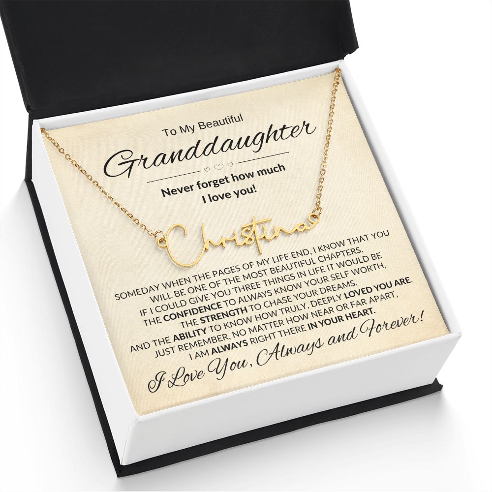 Granddaughter In Your Heart Custom Name Necklace