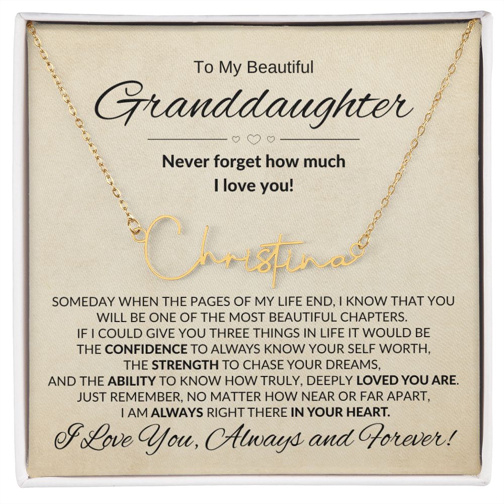 Granddaughter In Your Heart Custom Name Necklace