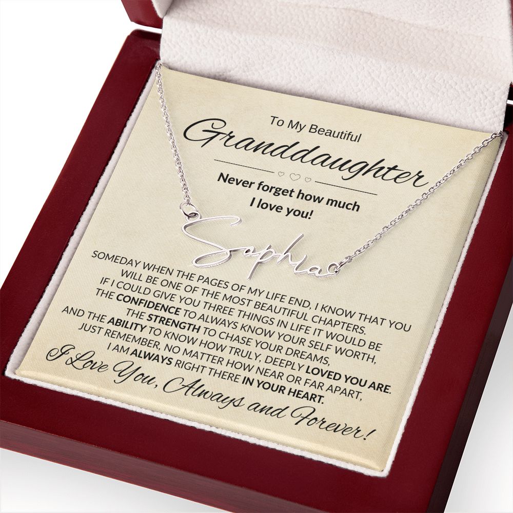 Granddaughter In Your Heart Custom Name Necklace